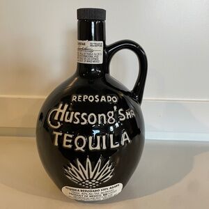 Hussong's MR Reposado Tequila Bottle (EMPTY) - Black Ceramic w/Lid